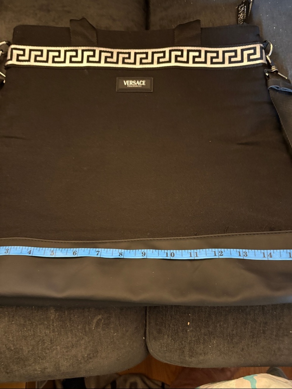 Versace Black and White Greek Key Canvas Tote